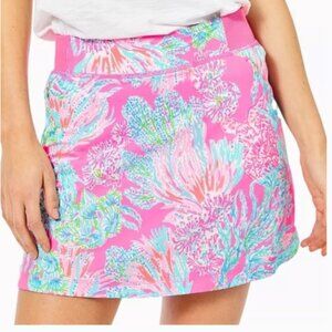 Lilly Pulitzer UPF 50+ Luxletic Run Around Skort Prosecco Pink Seaing Things L